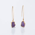 Edgy Raw Amethyst Drop and Dangle Earrings