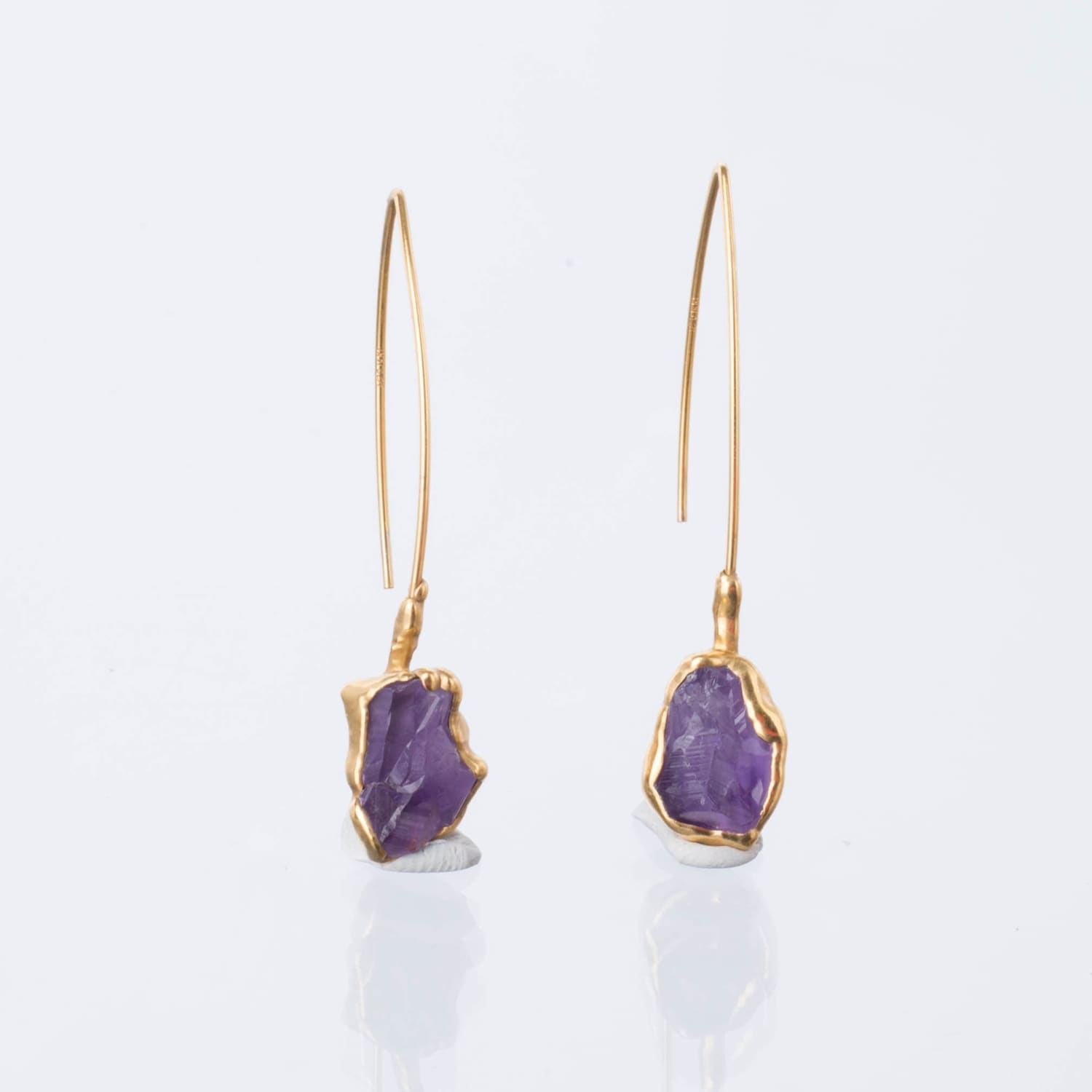 Edgy Raw Amethyst Drop and Dangle Earrings
