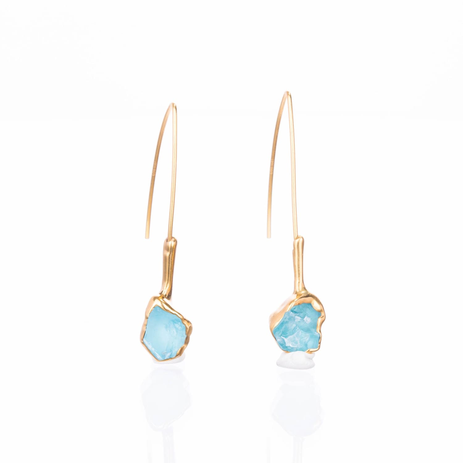Edgy Raw Aquamarine Drop and Dangle Earrings