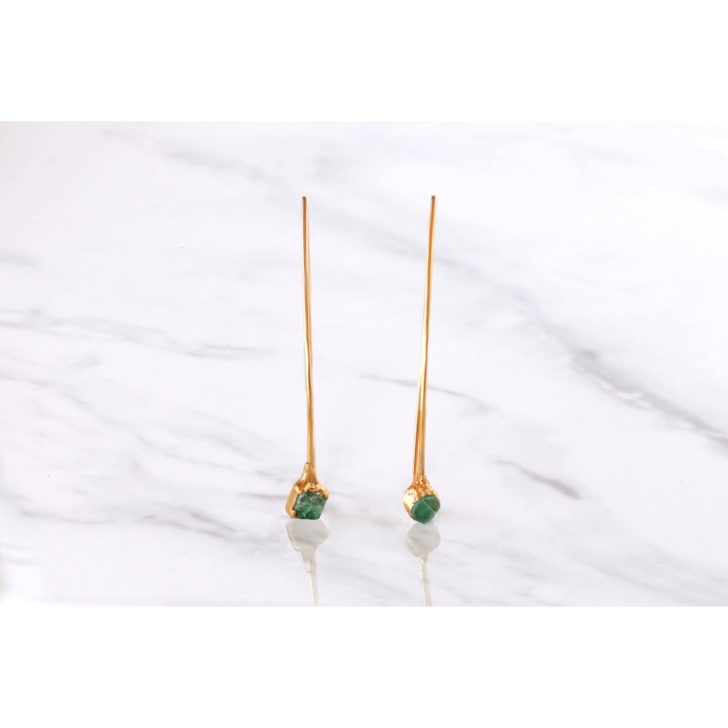 Edgy Raw Emerald Drop and Dangle Earrings