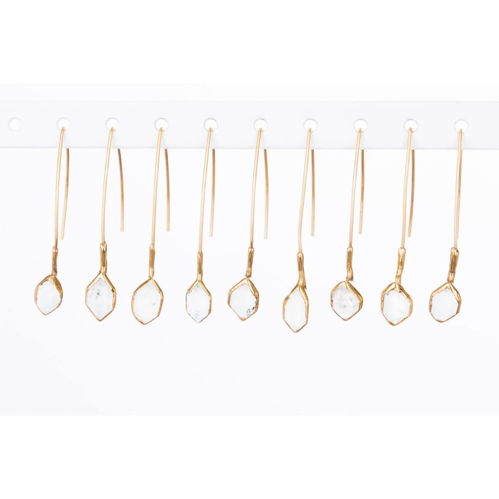 Edgy Raw Herkimer Diamond Drop Earrings
