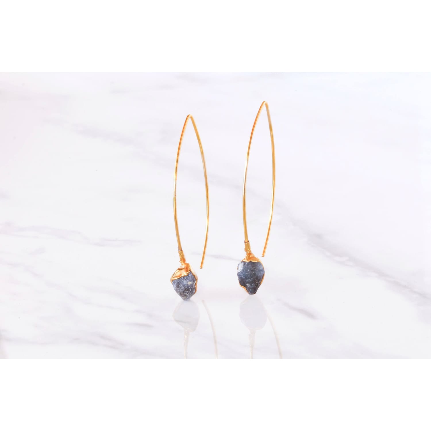 Edgy Raw Sapphire Drop and Dangle Earrings
