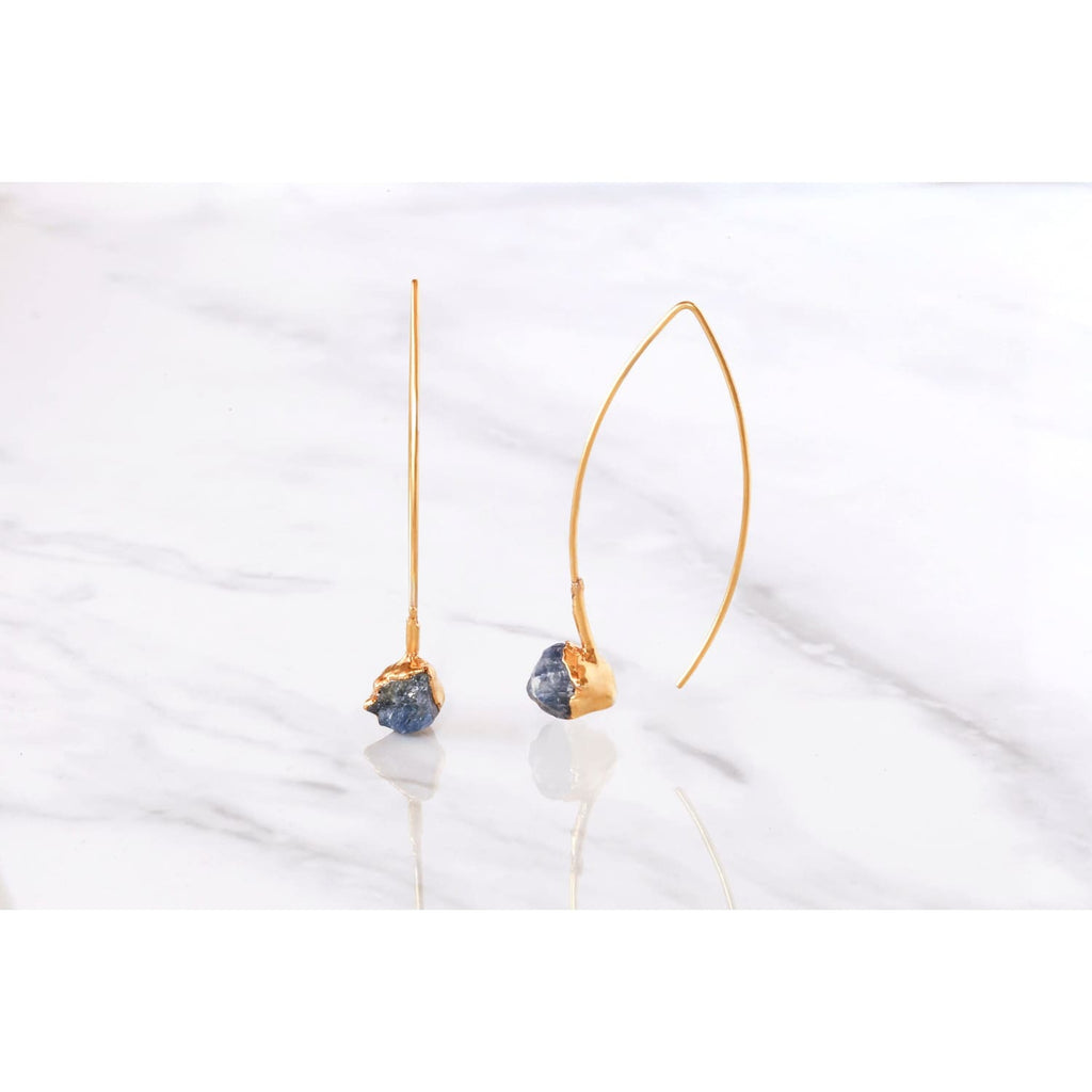 Edgy Raw Sapphire Drop and Dangle Earrings