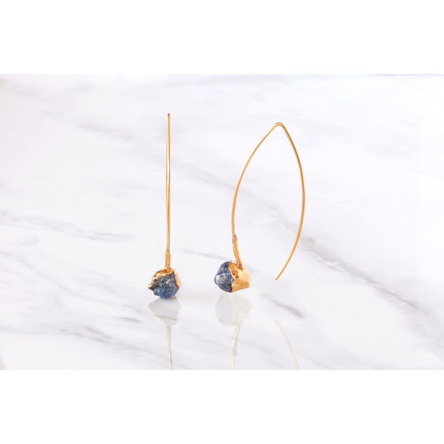 Edgy Raw Sapphire Drop and Dangle Earrings