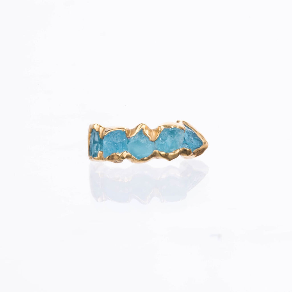 Five Stone Raw Aquamarine Ring