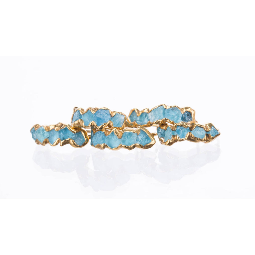Five Stone Raw Aquamarine Ring