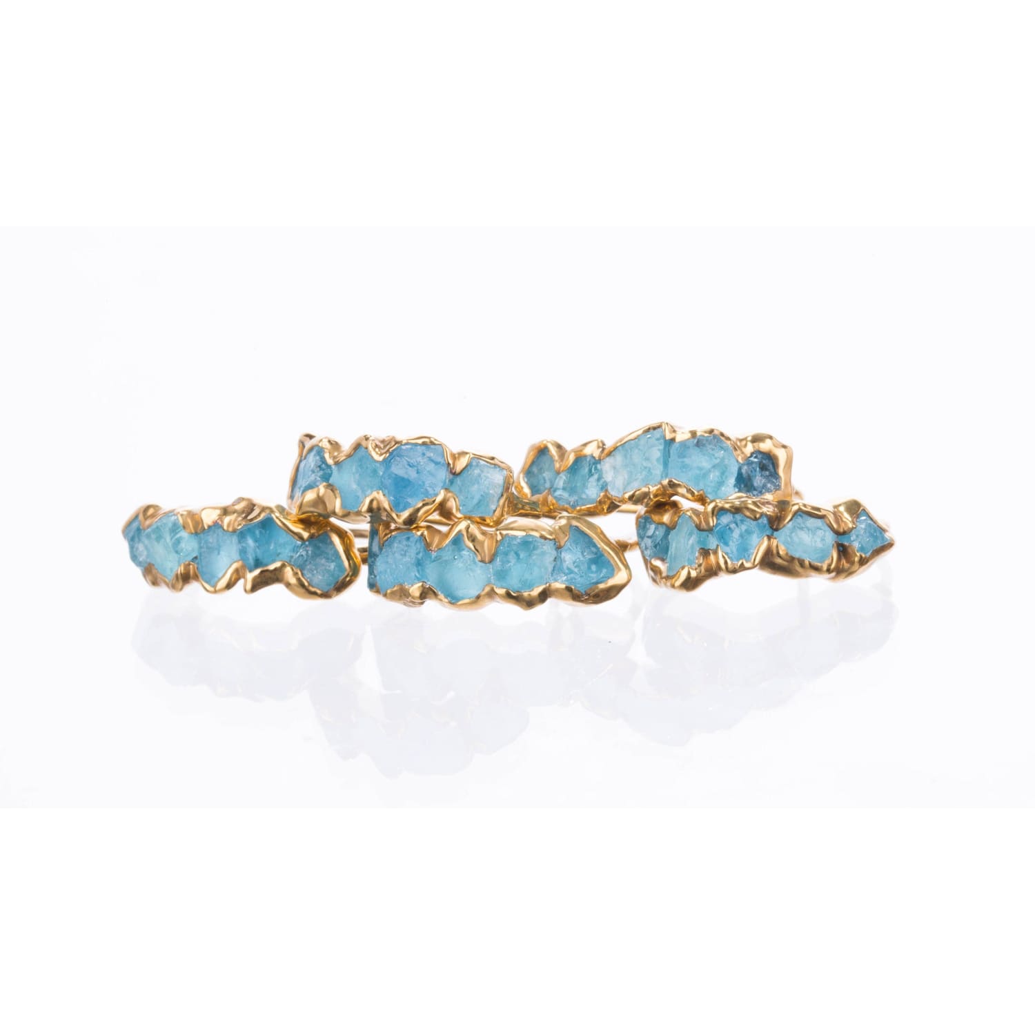 Five Stone Raw Aquamarine Ring