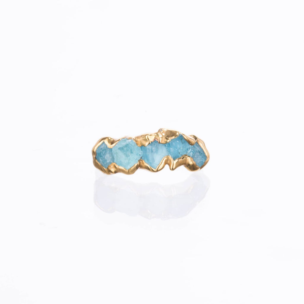 Five Stone Raw Aquamarine Ring