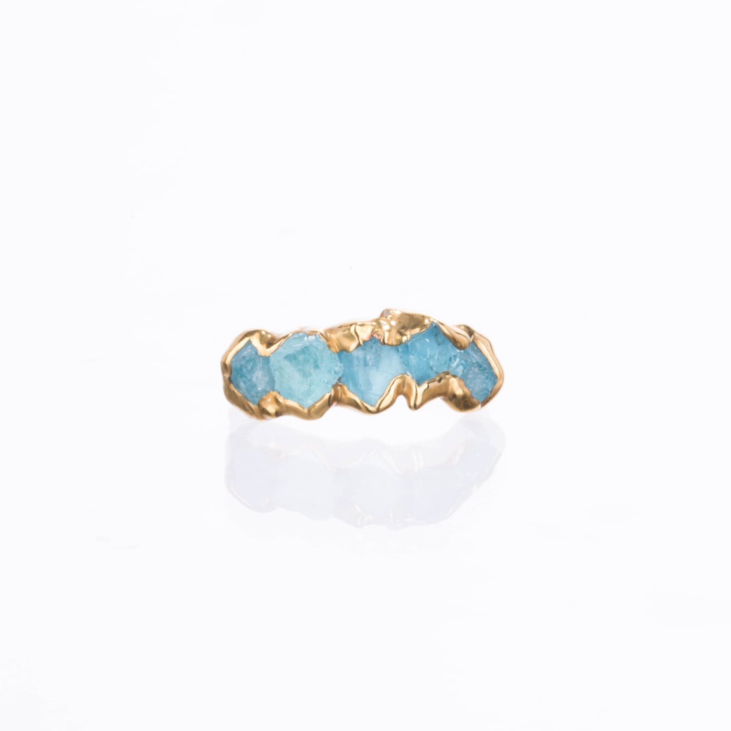 Five Stone Raw Aquamarine Ring