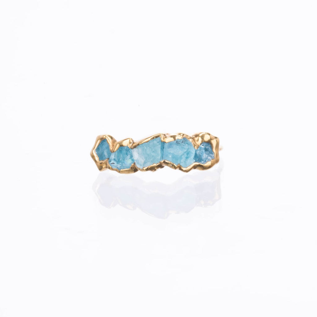 Five Stone Raw Aquamarine Ring