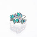 Five Stone Raw Australian Opal Ring in Sterling Silver