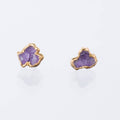 Fleur Raw Triple Amethyst Cluster Stud Earrings