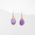 Geo Raw Amethyst Earrings • 14k Gold Filled • Non Tarnish Waterproof • Minimalist Summer Aesthetic • Edgy Daily Wear • February Birthstone