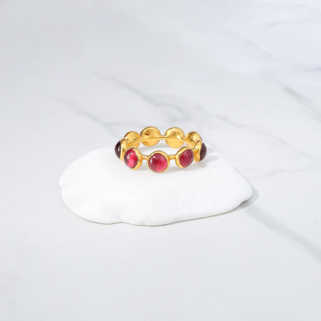 Glowing Ruby Ring • Full Eternity Band • Gold Filled • Genuine Ruby July Birthstone • Perfect Thumb Ring • Cool Handmade Whimsigoth Jewelry