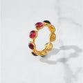 Glowing Ruby Ring • Full Eternity Band • Gold Filled • Genuine Ruby July Birthstone • Perfect Thumb Ring • Cool Handmade Whimsigoth Jewelry