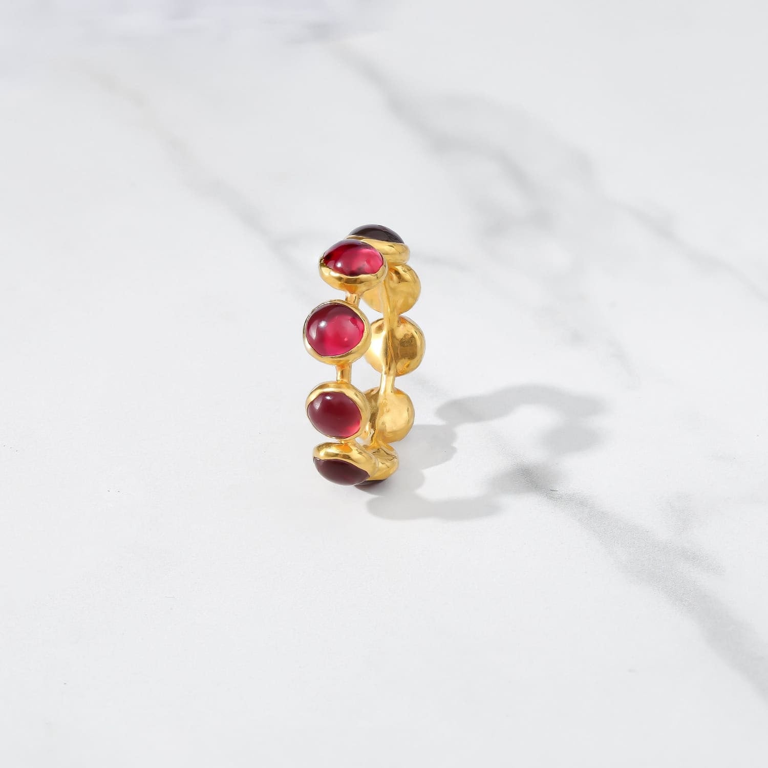 Glowing Ruby Ring • Full Eternity Band • Gold Filled • Genuine Ruby July Birthstone • Perfect Thumb Ring • Cool Handmade Whimsigoth Jewelry