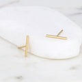 Gold Filled Dainty Bar Stud Earrings