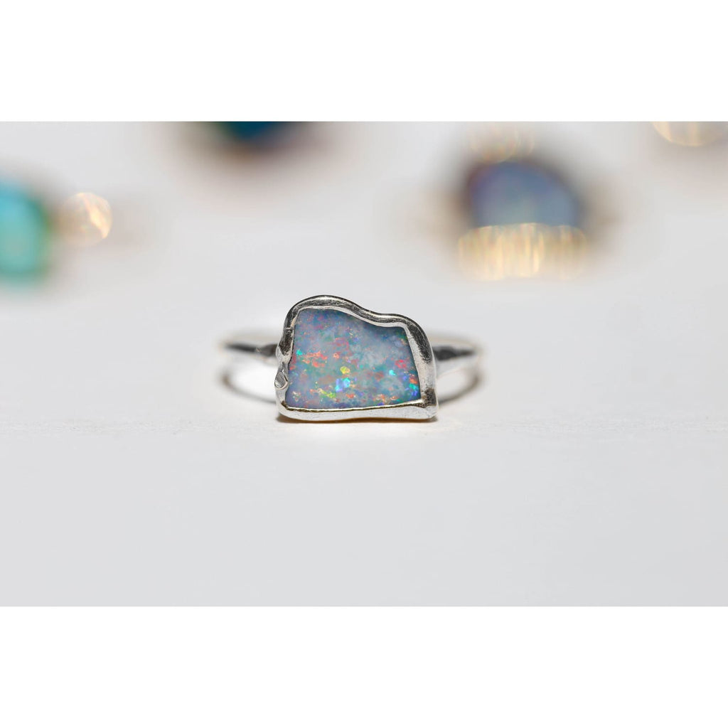 Gold Raw Opal Ring for Women • Gold Filled • Bohemian Gemstone • Alt Engagement Ring • October Birthstone • 24k Dip • Australian Fire Opal