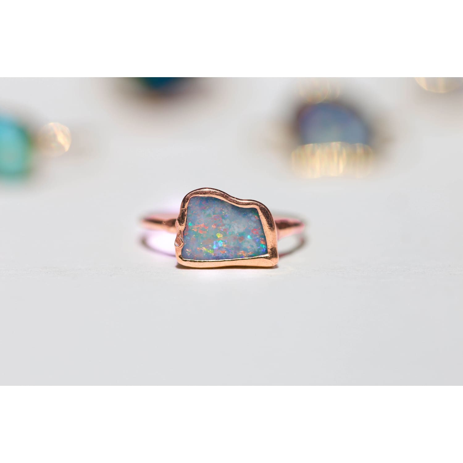 Gold Raw Opal Ring for Women • Gold Filled • Bohemian Gemstone • Alt Engagement Ring • October Birthstone • 24k Dip • Australian Fire Opal