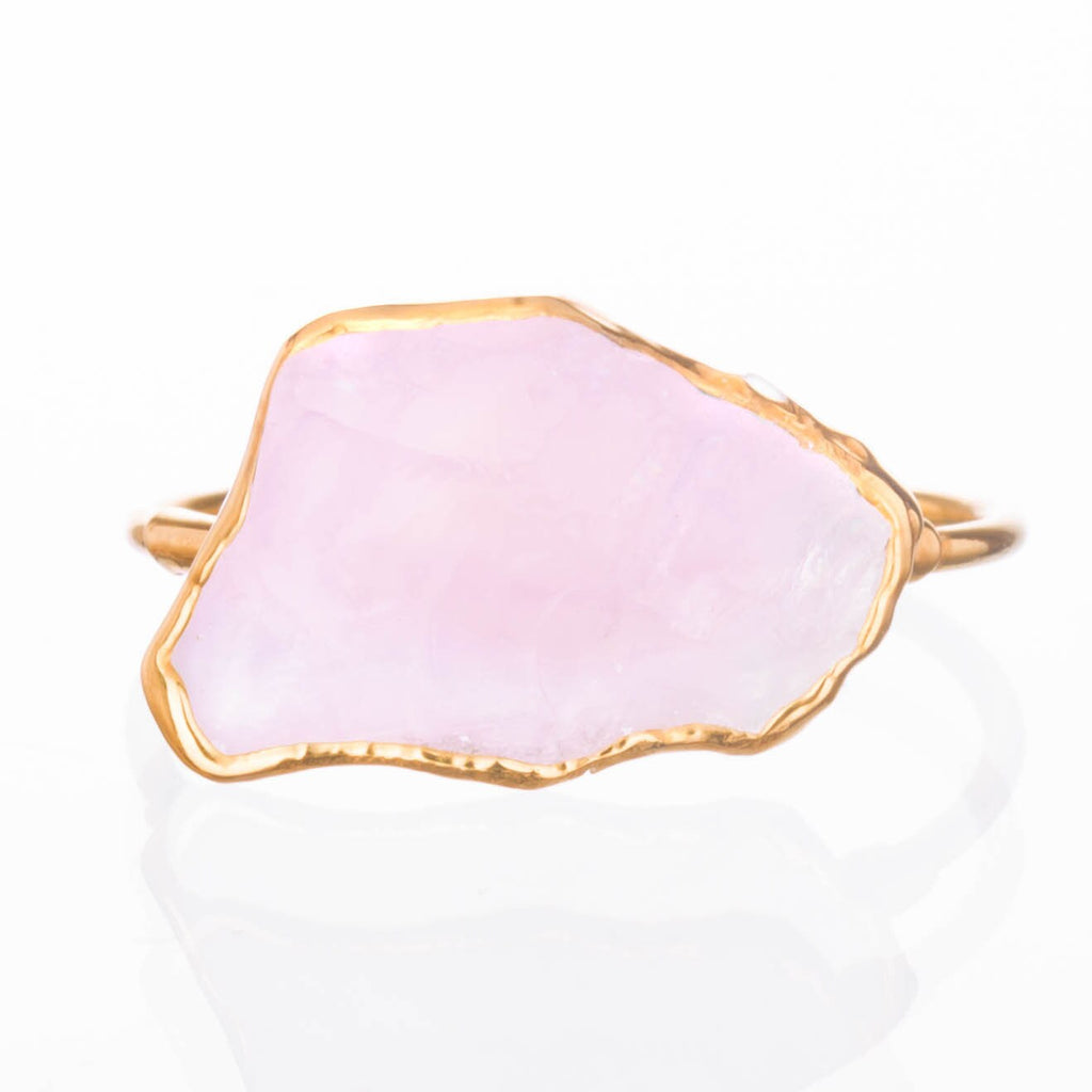 Rough Rose Quartz Ring • Gold Filled • Perfect Bridesmaid Gift • January Birthstone • Chunky Large Gemstone Statement Jewelry
