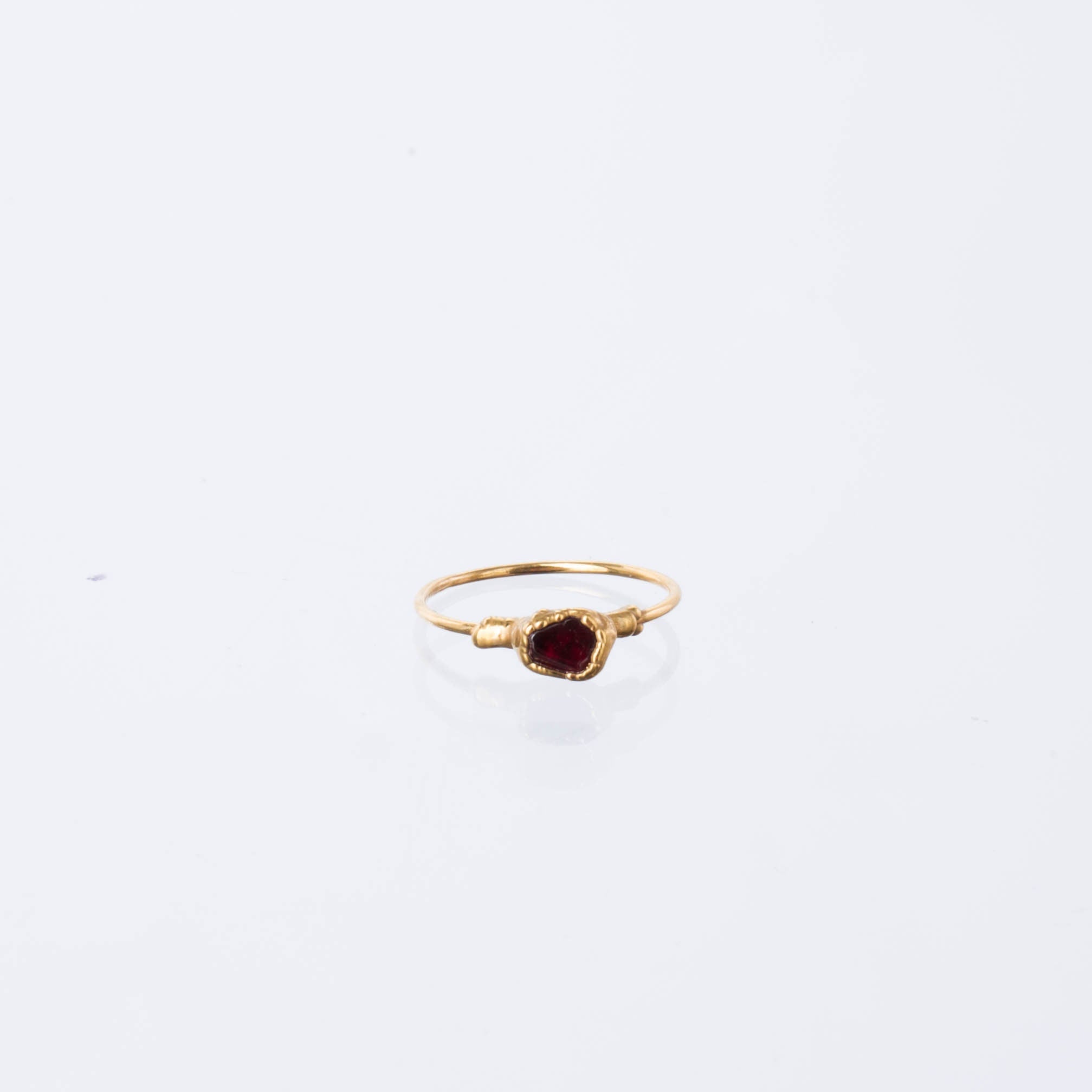 Mini Raw Garnet Ring • Gold Fill • Red Gemstone Vampire Jewelry for Fall • Witchy Halloween Ring • January Birthstone • Capricorn • 24k Dip