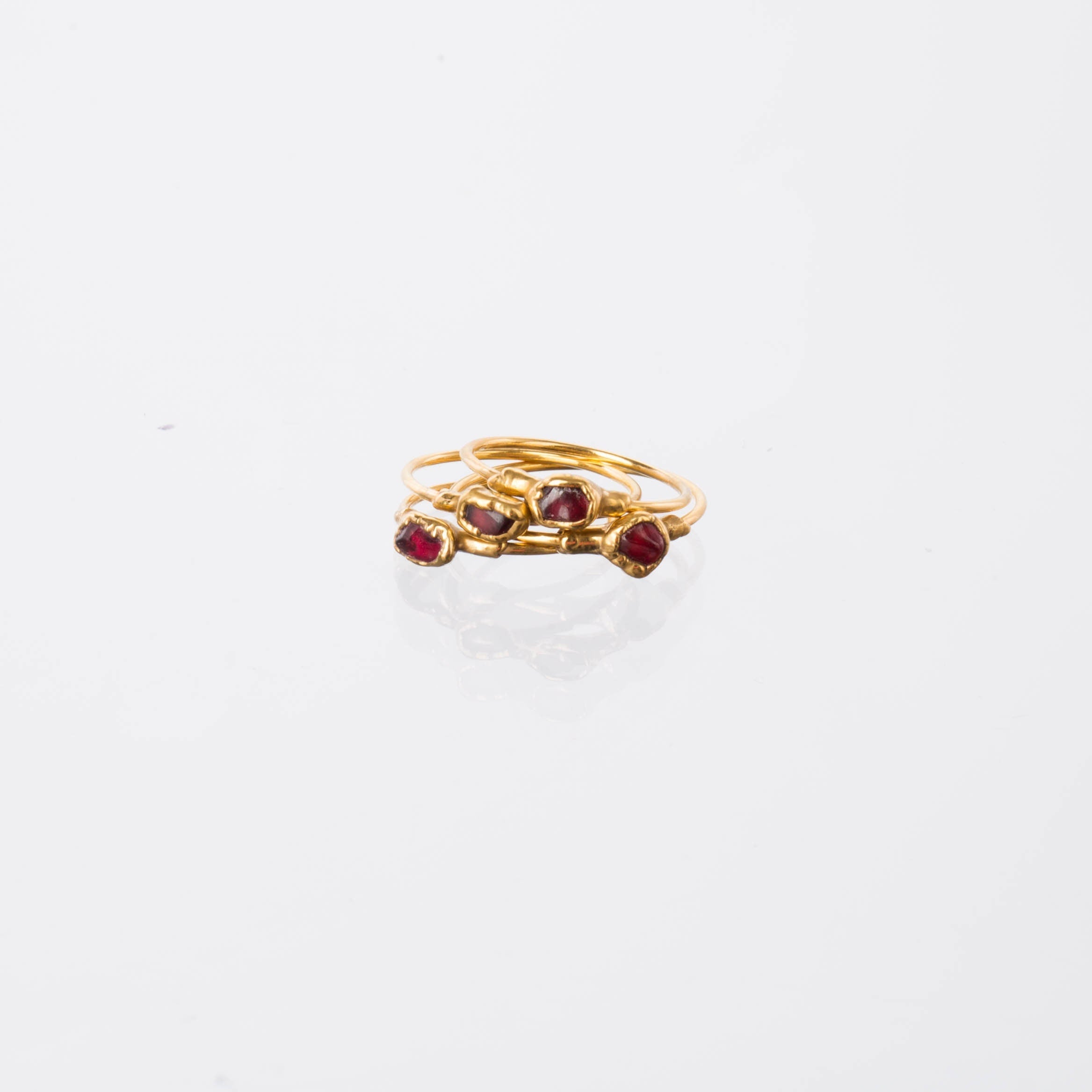 Mini Raw Garnet Ring • Gold Fill • Red Gemstone Vampire Jewelry for Fall • Witchy Halloween Ring • January Birthstone • Capricorn • 24k Dip