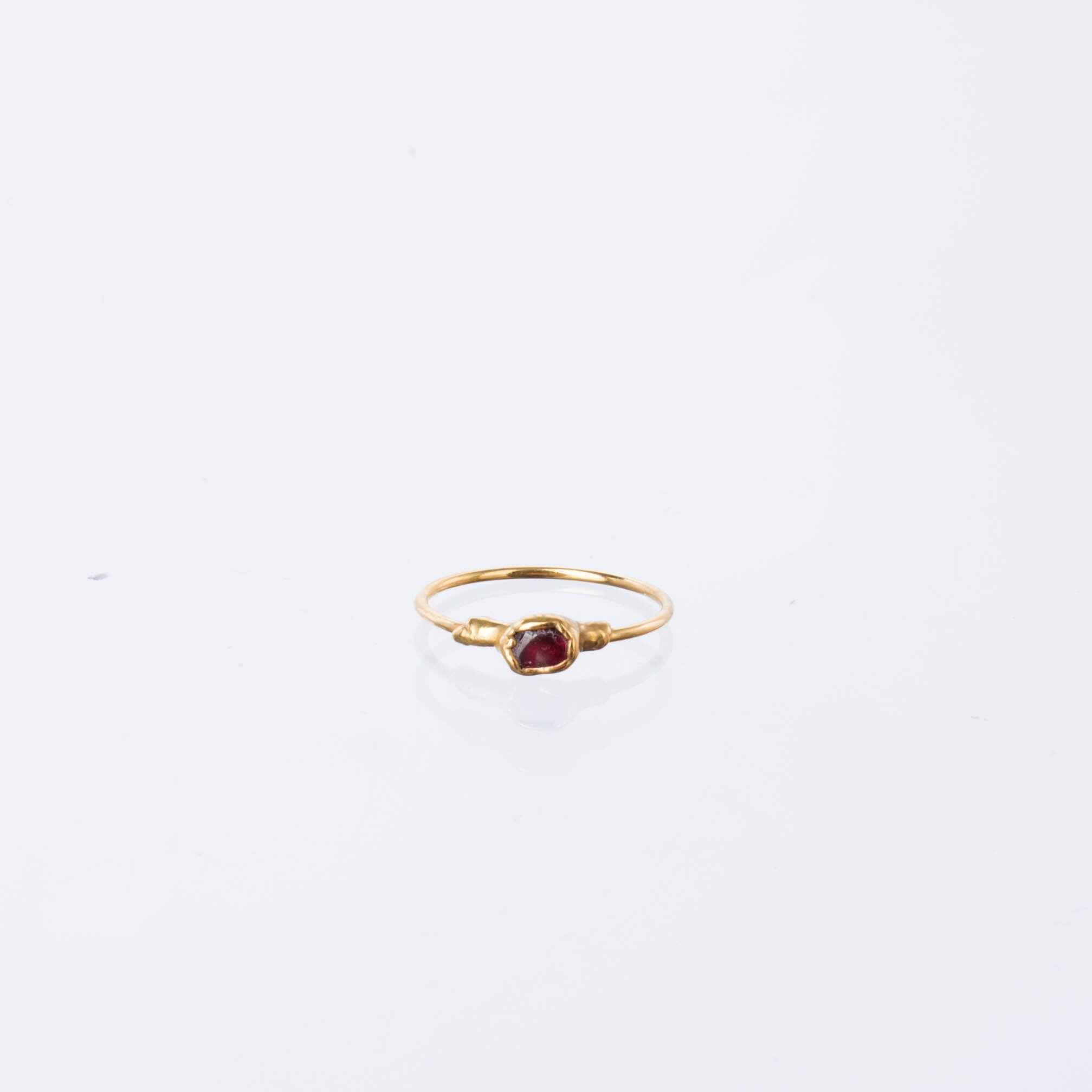 Mini Raw Garnet Ring • Gold Fill • Red Gemstone Vampire Jewelry for Fall • Witchy Halloween Ring • January Birthstone • Capricorn • 24k Dip