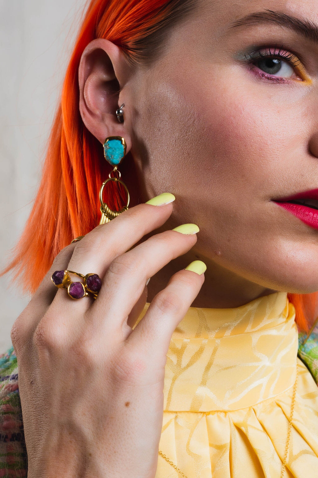 Raw Ruby Ring in Yellow Gold