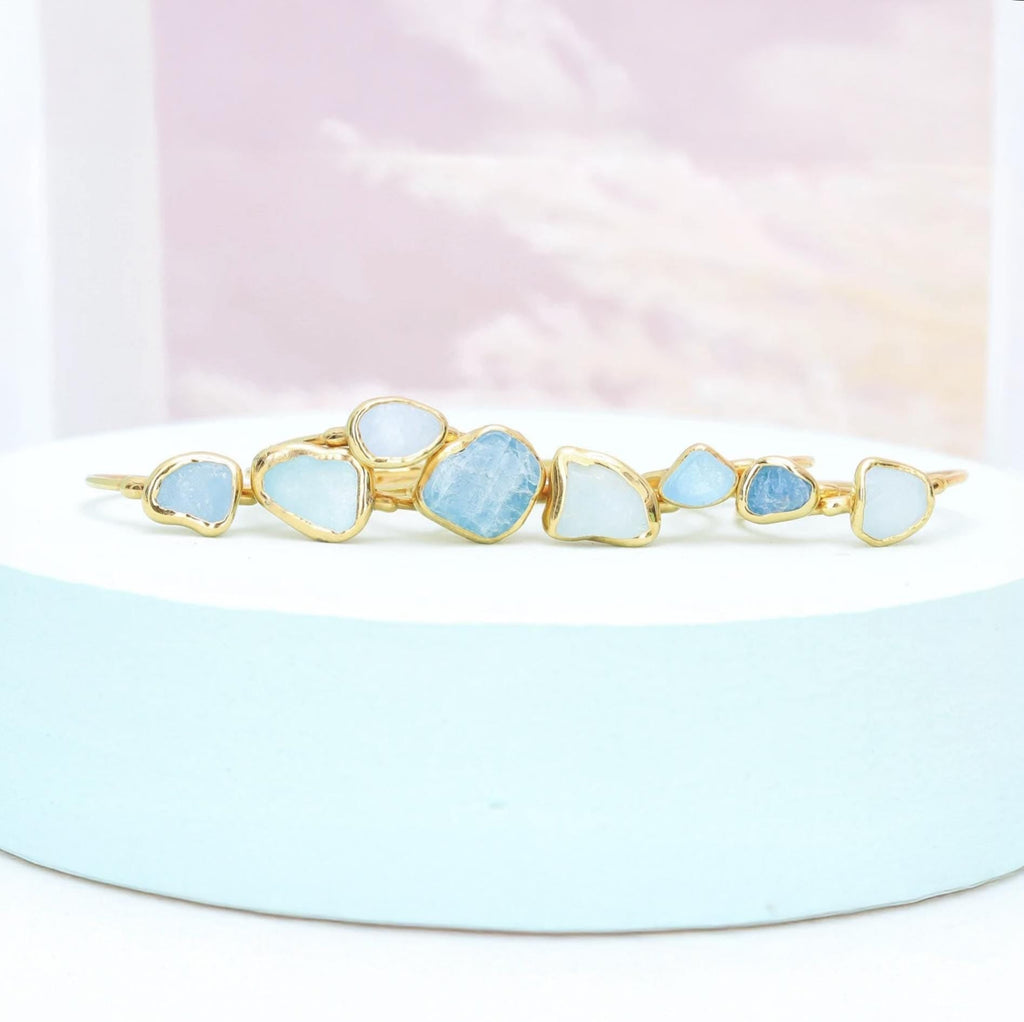 Dainty Raw Aquamarine Ring in Rose Gold
