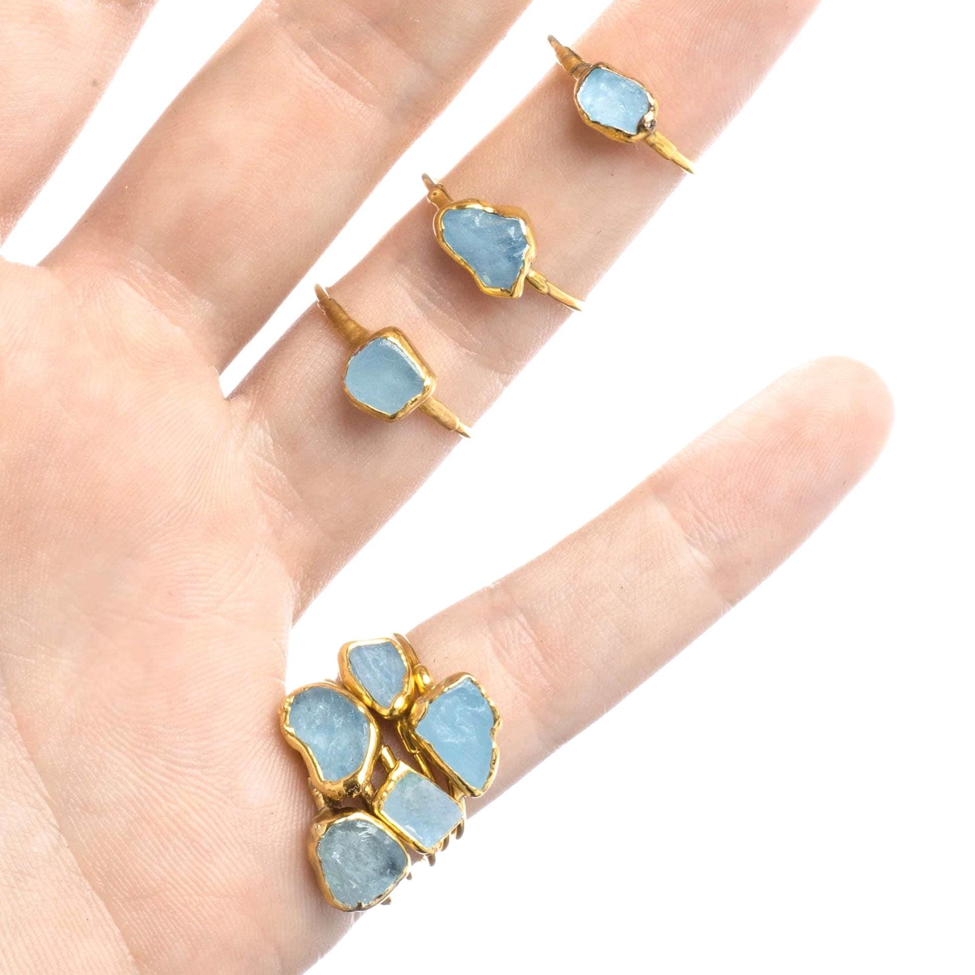 Dainty Raw Aquamarine Ring for Women, Gold Ring, Dainty Ring, Aquamarine Jewelry, March Birthstone, Raw Crystal Ring, Raw Stone Ring, Pisces