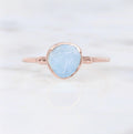 Dainty Raw Aquamarine Ring in Rose Gold
