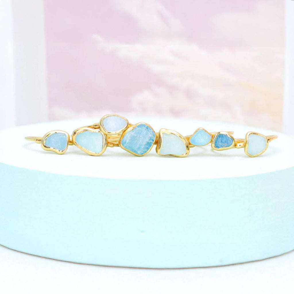 Dainty Raw Aquamarine Ring in Silver
