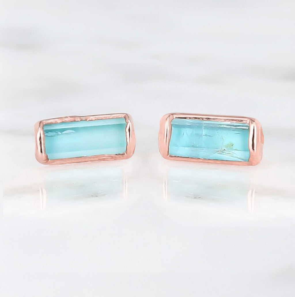 Raw Bar Aquamarine Stud Earrings