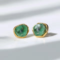 Raw Emerald Earrings • May Birthstone Gift for Her • Handmade Jewelry • Genuine Natural Emerald • Raw Crystal Earrings • Antique Style •
