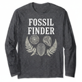 Fossil Finder Long Sleeve Tee with ammonite and trilobite illustrations