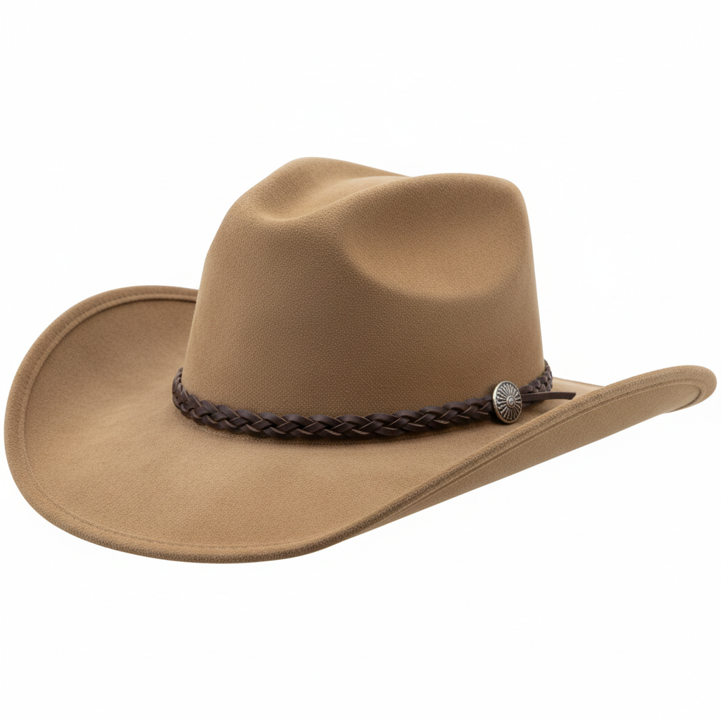 Tan Suede Cowboy Hat with Leather Lace Band