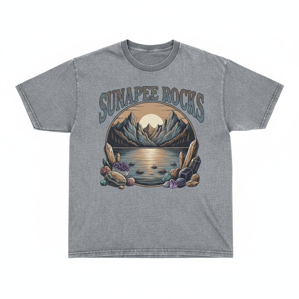Sunapee Rocks Vintage Wash T-Shirt with retro distressed print