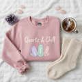 Quartz & Chill Crewneck Sweatshirt with pastel crystal illustrations