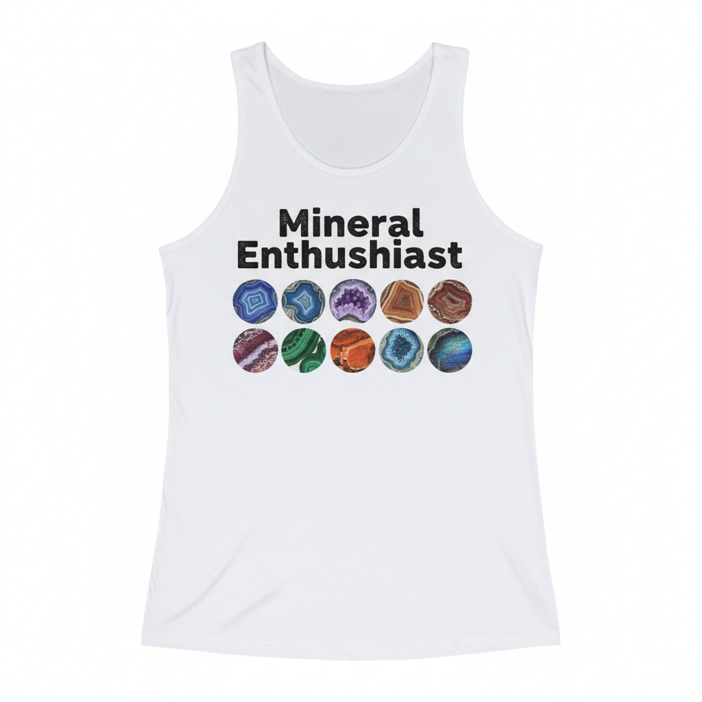 Mineral Enthusiast Tank Top with agate and geode illustrations