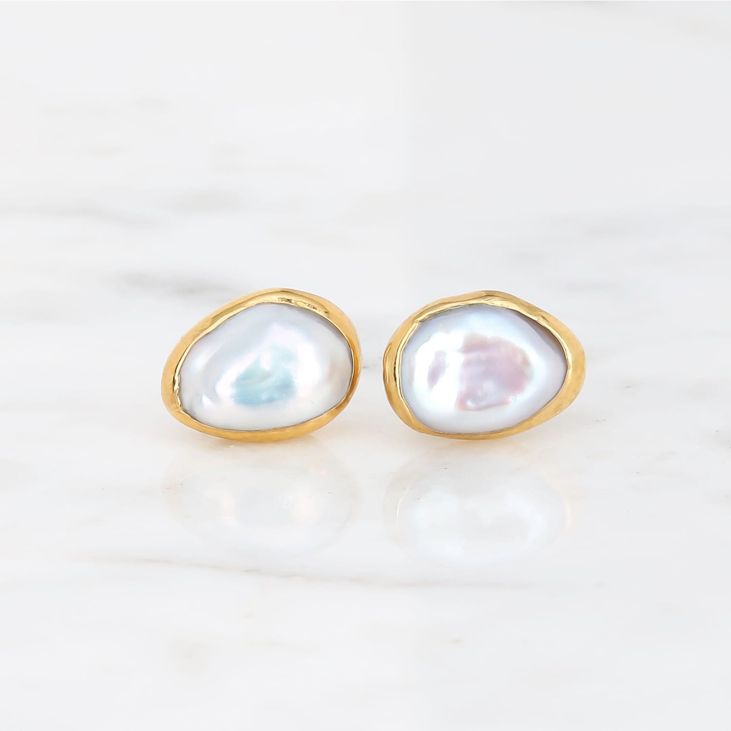Large Raw Pearl Stud Earring