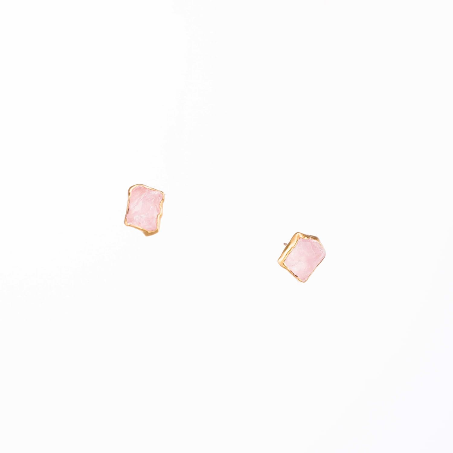 Large Raw Rose Quartz Stud Earrings