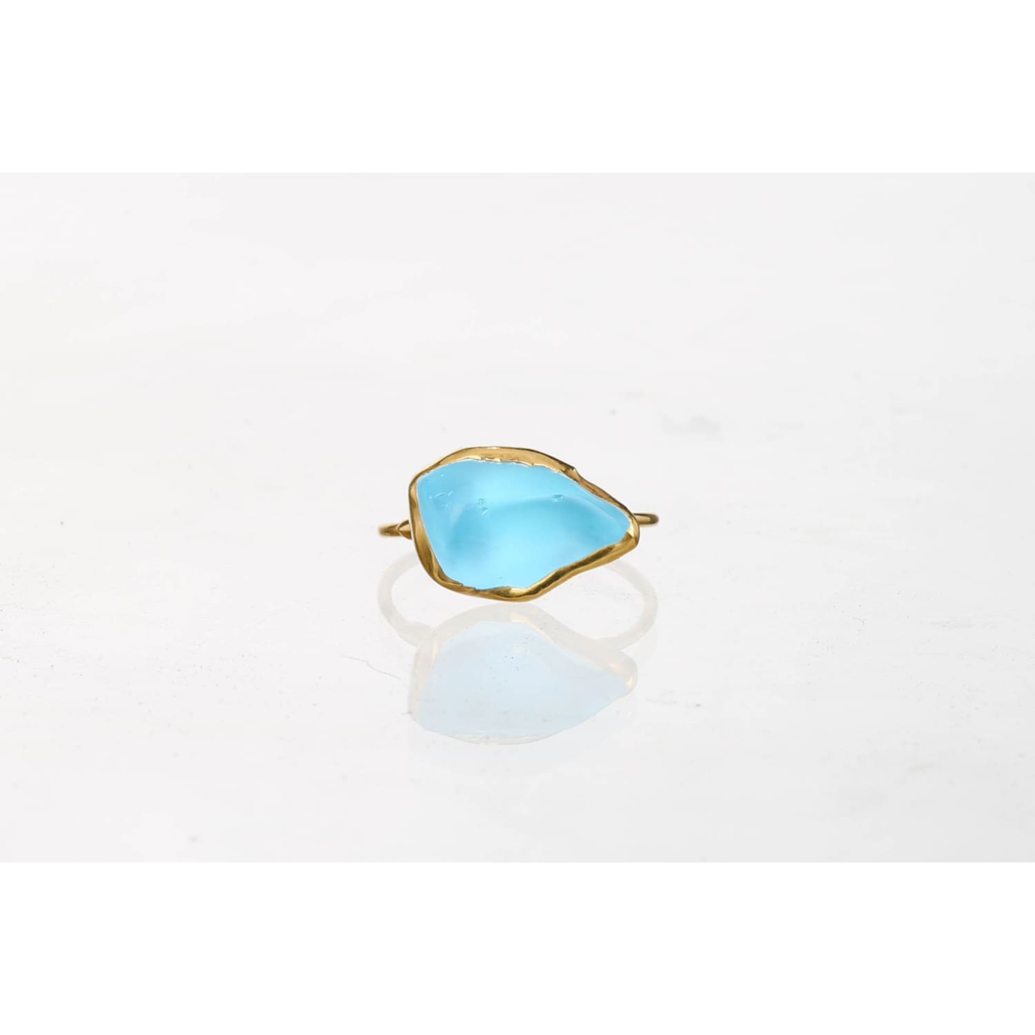 Large Raw Sky Blue Topaz Statement Ring