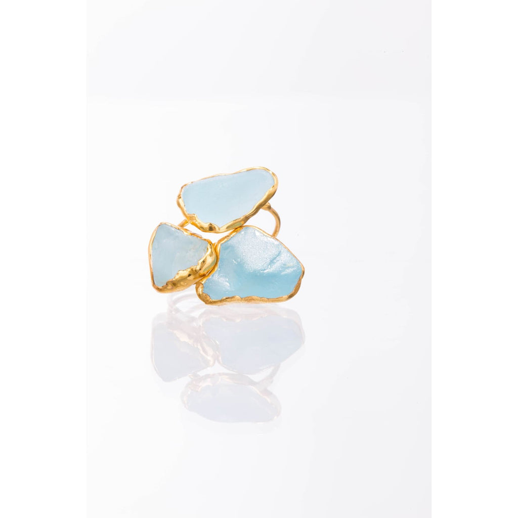 Large Raw Sky Blue Topaz Statement Ring