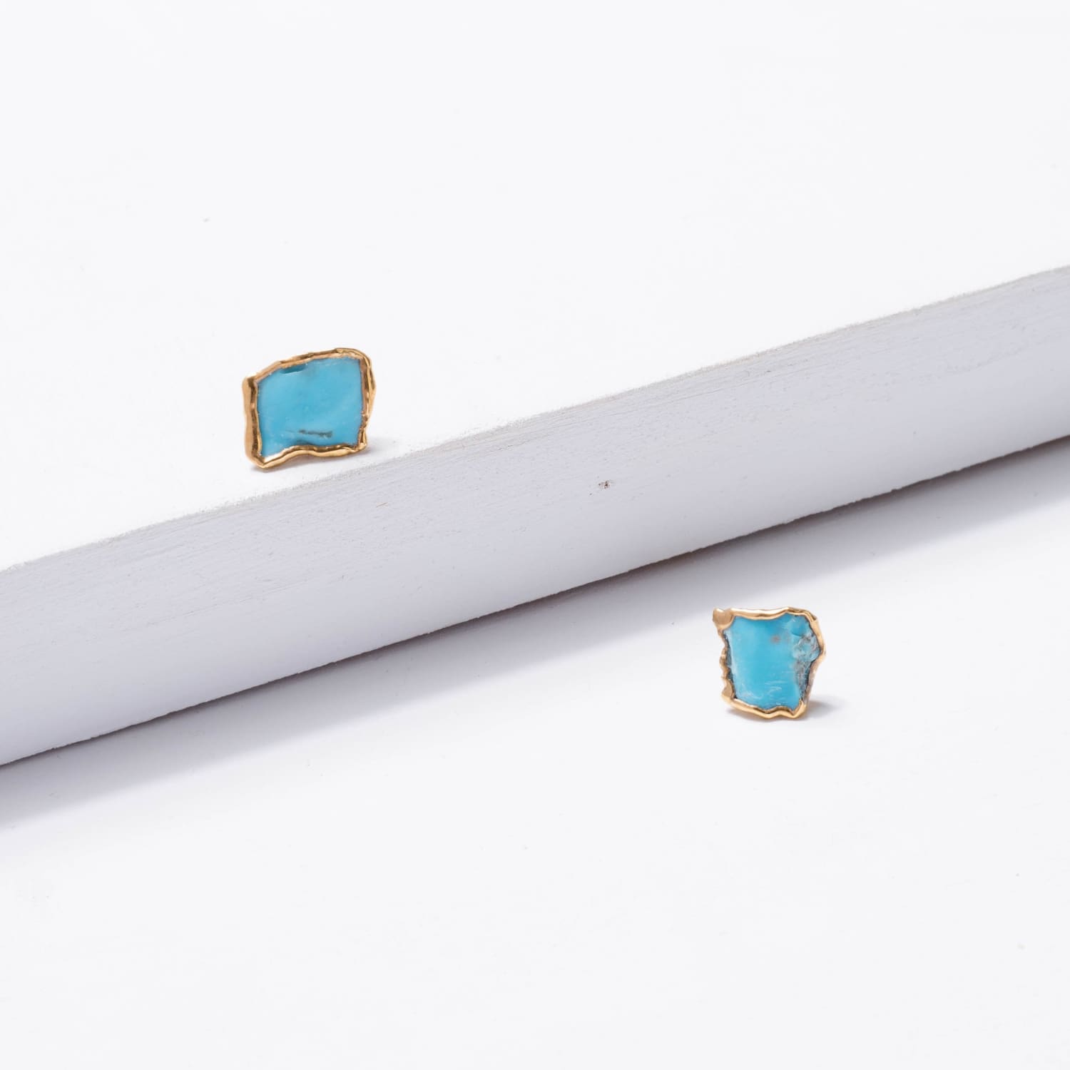 Large Raw Turquoise Stud Earrings