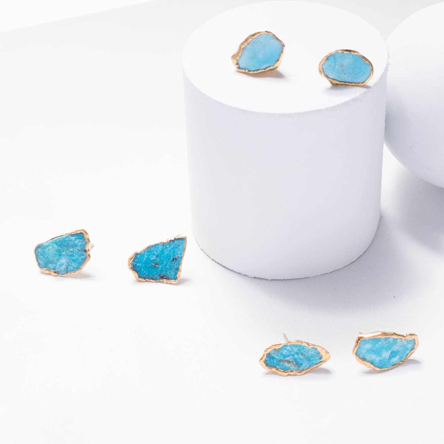 Large Raw Turquoise Stud Earrings