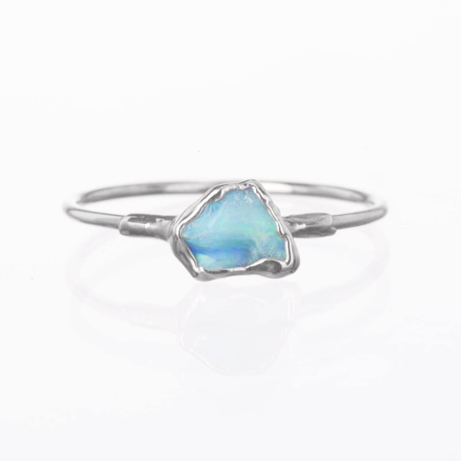 Mini Raw Australian Opal Ring in Sterling Silver