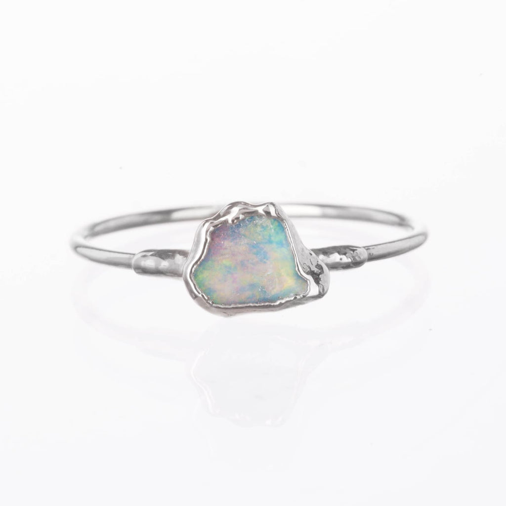 Mini Raw Australian Opal Ring in Sterling Silver