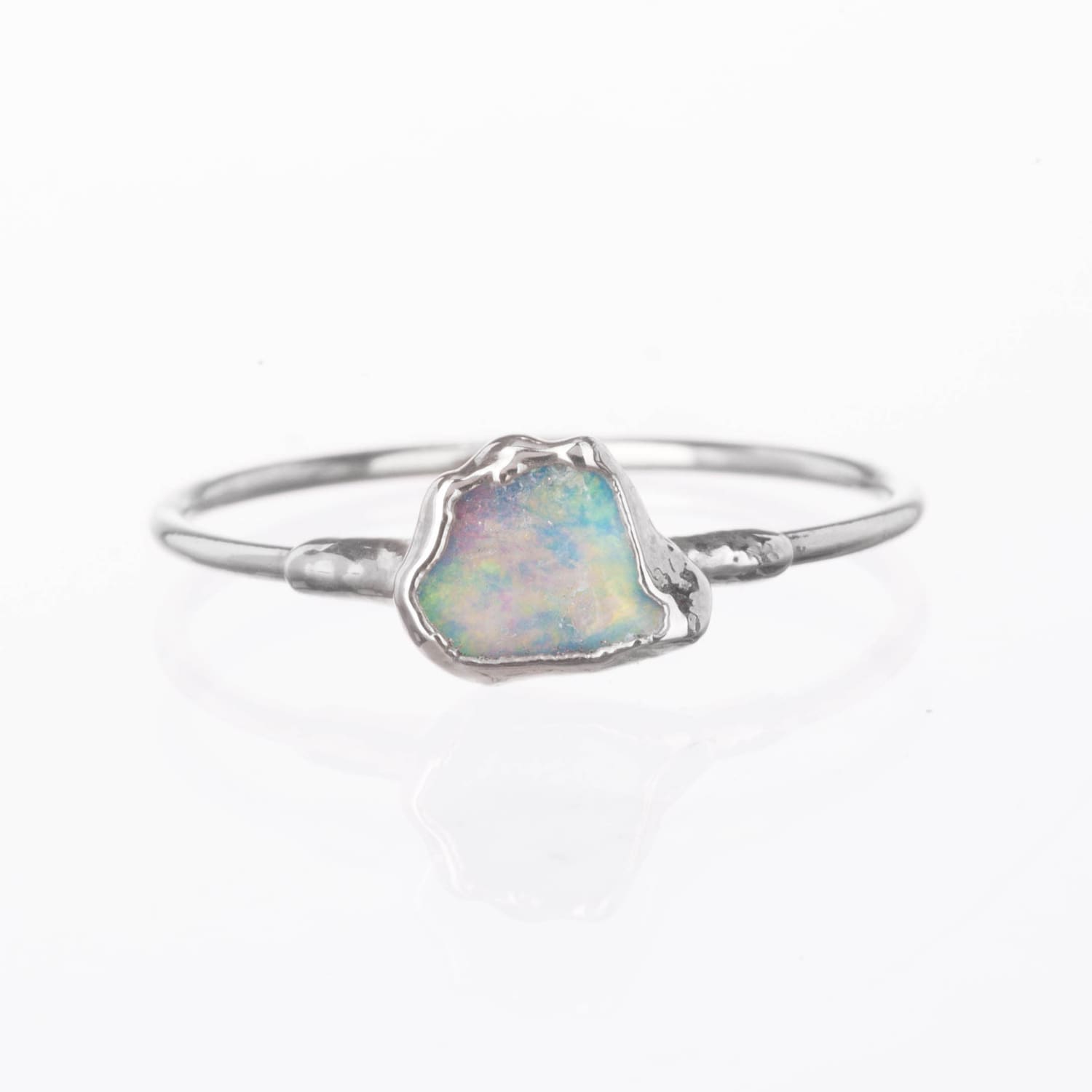 Mini Raw Australian Opal Ring in Sterling Silver