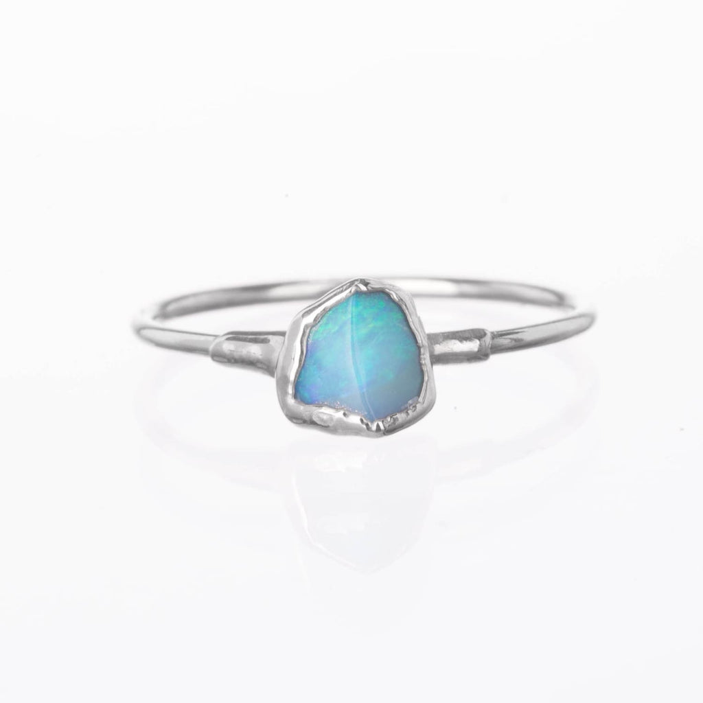 Mini Raw Australian Opal Ring in Sterling Silver