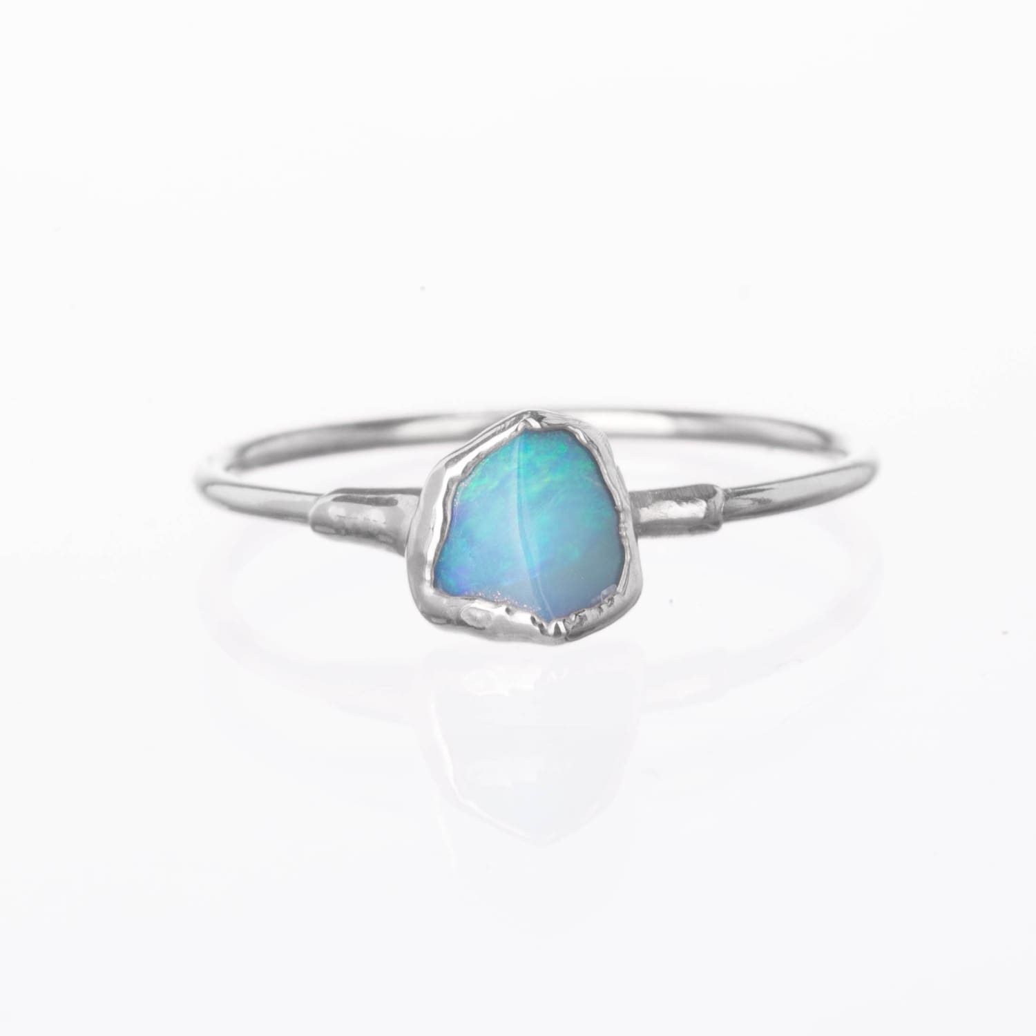 Mini Raw Australian Opal Ring in Sterling Silver